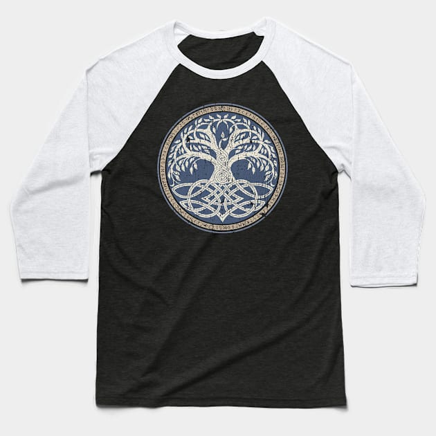 Tree of Life Yggdrasil Norse Pagan Viking Mythology Baseball T-Shirt by Blue Pagan